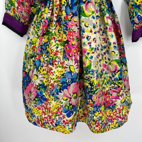 Johnny was Kimono Tunic Dress Colorful Floral Tie Back Silk Vibrant Small. - Picture 5 of 13
